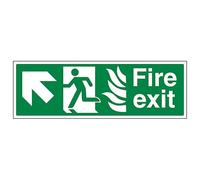 V Safety NHS Fire Exit Arrow Up Left 450 x 150 mm - 2mm Rigid Plastic Safety Sign