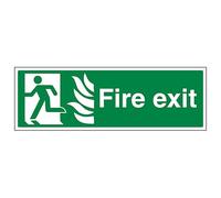V Safety NHS Fire Exit Man Left 450 x 150 mm - Self Adhesive Vinyl - Aluminium Effect Safety Sign