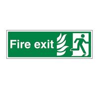 V Safety NHS Fire Exit Man Right 450 x 150 mm - 2mm Rigid Plastic Safety Sign