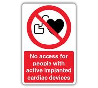 V Safety No Access For People With Active Implanted Cardiac Devices Sign - 150 x 200 mm - Super Tough 2mm Rigid Plastic - Prohibition Signage - Made in Britain