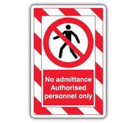 V Safety No Admittance - Authorised Personnel Only - ExtraViz 250 x 350 mm - Face Adhesive Window Sticker Safety Sign