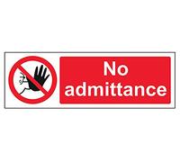 V Safety No Admittance Prohibition Sign - 300mm x 100mm - Self Adhesive Vinyl