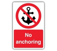 V Safety No Anchoring Sign - 150 x 200 mm - Brushed Aluminium Composite - Prohibition Signage - Made in Britain