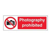 V Safety No Cameras - Landscape 300 x 100 mm - 2mm Super-Tough Rigid Plastic Safety Sign