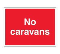 V Safety No Caravans - Large Landscape 400 x 300 mm - Glow In The Dark Self Adhesive Vinyl Safety Sign