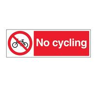 V Safety No Cycling - Landscape 300 x 100 mm - Glow In The Dark Self Adhesive Vinyl Safety Sign