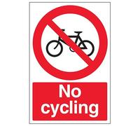 V Safety No Cycling - Portrait 200 x 300 mm - 3mm Reflective Aluminium Composite Safety Sign