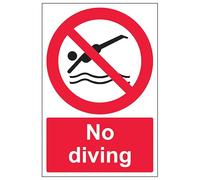 V Safety No Diving - Portrait 200 x 300 mm - 2mm Super-Tough Rigid Plastic Safety Sign
