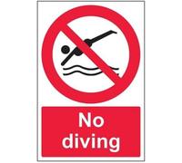 V Safety No Diving Prohibition Sign - 200mm x 300mm - 1mm Rigid Plastic