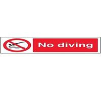 V Safety No Diving Prohibition Sign - 300mm x 100mm - 1mm Rigid Plastic