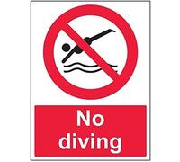 V Safety No Diving Prohibition Sign - 300mm x 400mm - 1mm Rigid Plastic