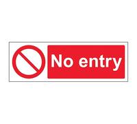 V Safety No Entry - Landscape 300 x 100 mm - 3mm Brushed Aluminium Composite Safety Sign