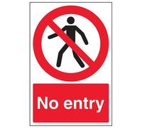 V Safety No Entry Pedestrian - Prohibition Access Deterrent Safety Sign - 150 X 200MM 1mm Rigid Plastic