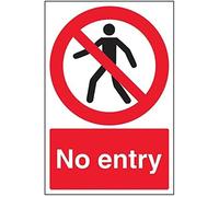 V Safety No Entry Pedestrian Prohibition Sign - 200mm x 300mm - Self Adhesive Vinyl