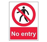 V Safety No Entry Pedestrian Prohibition Sign - 300mm x 400mm - 1mm Rigid Plastic