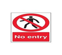 V Safety No Entry Pedestrian Prohibition Sign - Portrait - 150mm x 200mm - 2mm Rigid Plastic