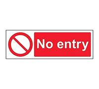 V Safety No Entry Prohibition Sign - Landscape - 300mm x 100mm - Self Adhesive Vinyl, Red, 52001AX-S