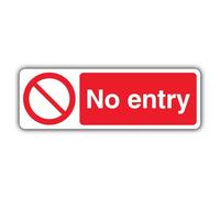 V Safety No Entry - Prohibition Symbol - Landscape Safety Sign - 600 x 200 mm - 3mm Aluminium Composite