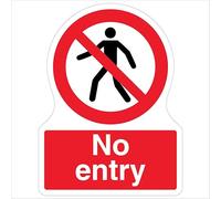 V Safety No Entry - Shaped Sign 150 x 200 mm - Self Adhesive Vinyl - Aluminium Effect Safety Sign