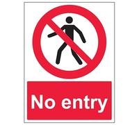 V Safety No Entry With Man - Portrait 150 x 200 mm - 2mm Super-Tough Rigid Plastic Safety Sign