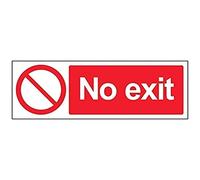 V Safety No Exit Prohibition Sign - 300mm x 100mm - 1mm Rigid Plastic