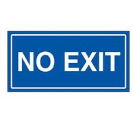 V Safety No Exit Sign - 300x150mm - Blue Rigid Plastic