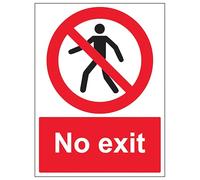 V Safety No Exit With Man - Portrait 150 x 200 mm - Glow In The Dark Self Adhesive Vinyl Safety Sign