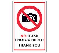 V Safety No Flash Photography! Thank You! 200 x 300mm - 2mm Rigid Plastic Safety Sign