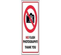 V Safety No Flash Photography! Thank You Sign - 150mm x 200mm - Rigid Plastic