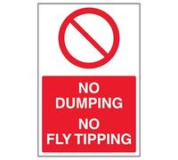 V Safety No Fly Tipping Or Dumping 300 x 400mm - 2mm Rigid Plastic Safety Sign