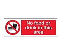 V Safety No Food Drink In This Area Sign - 300mm x 100mm - 1mm Rigid Plastic