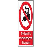V Safety No Fork Lift Trucks Beyond This Point Sign - 200mm x 300mm - Self Adhesive Vinyl