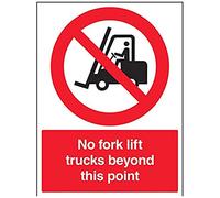 V Safety No Fork Lift Trucks Beyond This Point Sign - 300mm x 400mm - 1mm Rigid Plastic