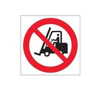 V Safety No Fork Lifts Logo Prohibition Sign - 200mm x 200mm - Self Adhesive Vinyl