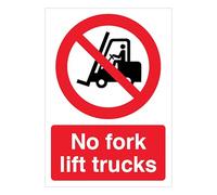 V Safety No Forklift Trucks - A4 210 x 297 mm (A4) - 2mm Rigid Plastic Safety Sign