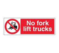 V Safety No Forklift Trucks - Landscape 300 x 100 mm - Self Adhesive Vinyl - Aluminium Effect Safety Sign
