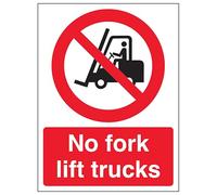 V Safety No Forklift Trucks - Portrait 200 x 300mm - 2mm Rigid Plastic Safety Sign