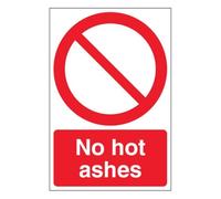 V Safety No Hot Ashes Sign - 150 x 200 mm - Made From 1mm Rigid Plastic - Prohibition Signage - Made in Britain