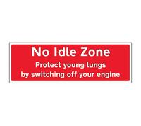 V Safety No Idle Zone 600 x 200 mm - 3mm Reflective Aluminium Composite Safety Sign