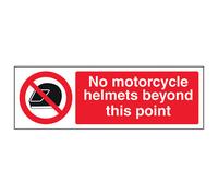 V Safety No Motorcycle Helmet Beyond This Point Sign - Rigid Plastic - 300X100mm (X3)