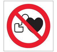 V Safety No Pacemakers Symbol 100 x 100 mm - 2mm Super-Tough Rigid Plastic Safety Sign