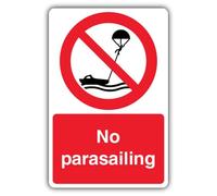 V Safety No Parasailing Sign - 150 x 200 mm - Super Tough 2mm Rigid Plastic - Prohibition Signage - Made in Britain