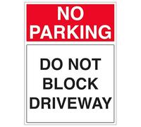 V Safety No Parking - Do Not Block Driveway - Portrait 300 x 450 mm - 3mm Reflective Aluminium Composite Safety Sign