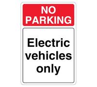 V Safety No Parking Electric Vehicles Only 300 x 450 mm - 3mm Aluminium Composite Safety Sign
