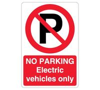 V Safety No Parking Electric Vehicles Only - Prohibition Symbol With ‘P’ 200 x 300 mm - 3mm Reflective Aluminium Composite Safety Sign