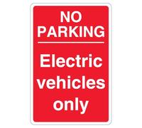 V Safety No Parking Electric Vehicles Only - Red 300 x 450 mm - 3mm Aluminium Composite Safety Sign