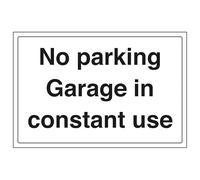 V Safety No Parking Garage In Constant Use - Large Landscape 400 x 300 mm - Glow In The Dark 1mm Rigid Plastic Safety Sign