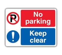 V Safety No Parking Keep Clear - Dual Symbol - Landscape Safety Sign - 600 x 450 mm - RA1 Reflective 3mm Aluminium Composite