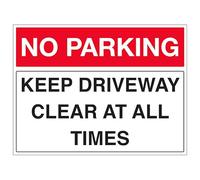 V Safety No Parking - Keep Driveway Clear At All Times - Landscape 600 x 450 mm - 3mm Aluminium Composite Safety Sign