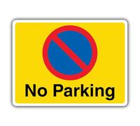 V Safety No Parking - No Waiting - Yellow Landscape Safety Sign - 600 x 450 mm - 2mm Rigid Plastic